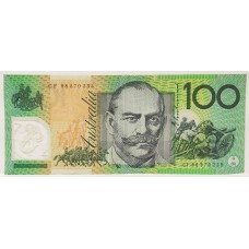 AUSTRALIA 1998 . ONE HUNDRED 100 DOLLARS BANKNOTE . EVANS/MacFARLANE . LAST PREFIX CF98